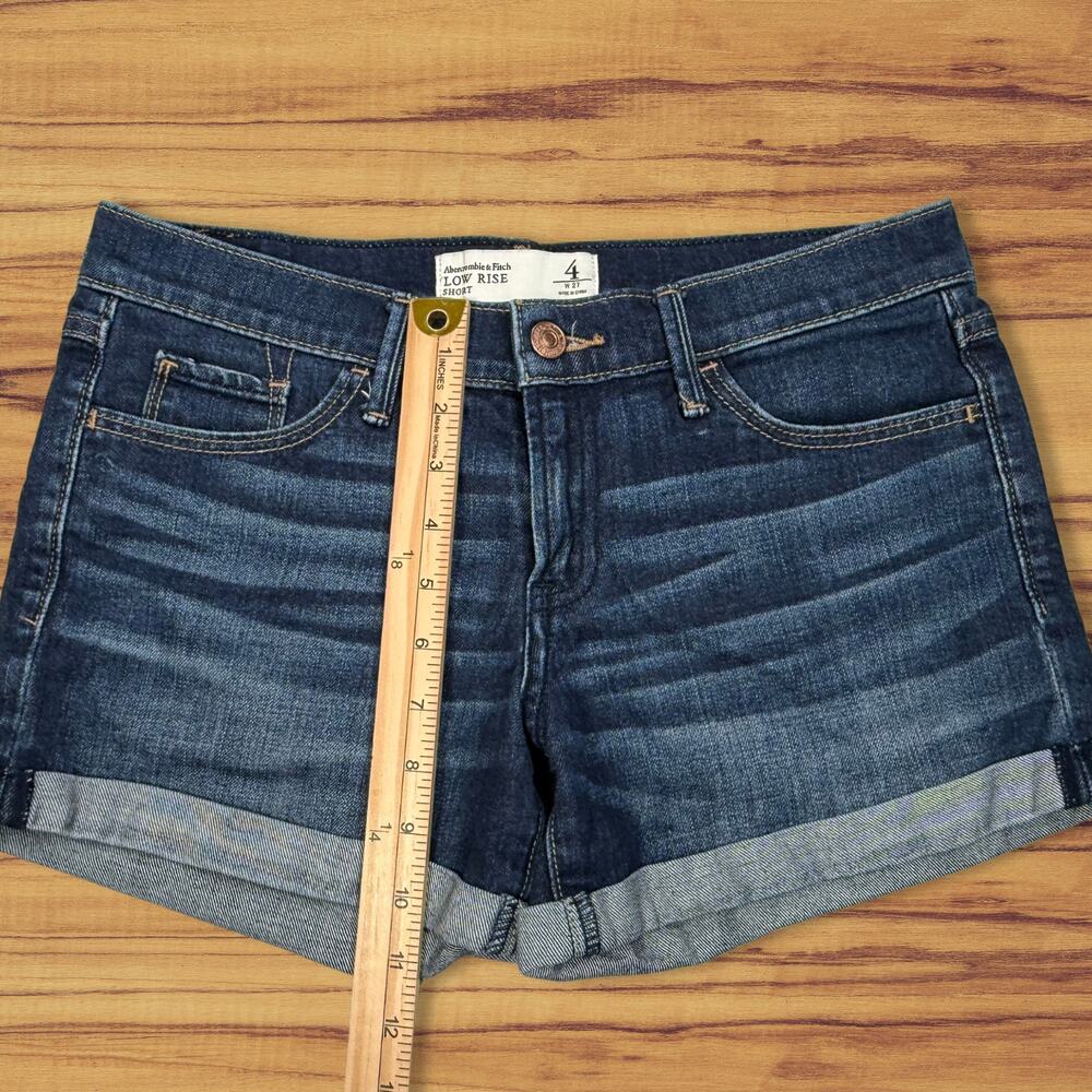 Abercrombie & Fitch Low Rise Cuffed Denim Shorts Dark Wash Size 4 - Picture 8 of 11